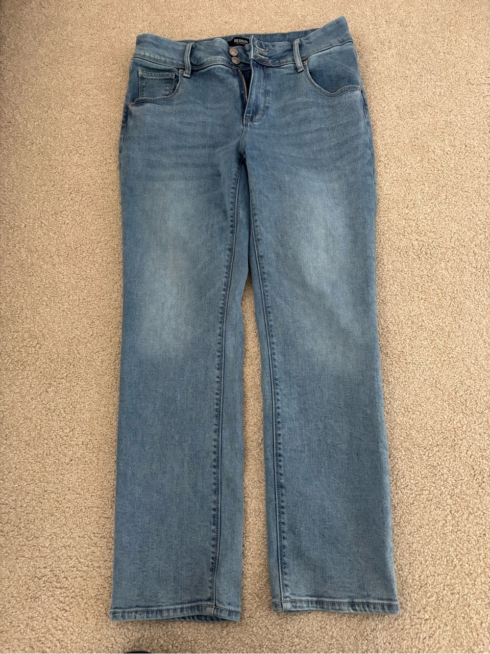 Hudson Womens 8 Light Wash Flap Pocket Straight Leg Jeans